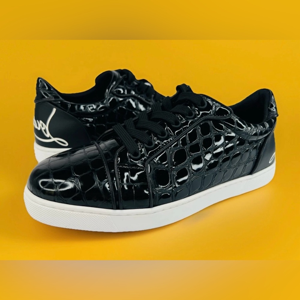 Christian Louboutin Fun Vieira Orlato Flat Women Snake Alligator Sneakers EU 40